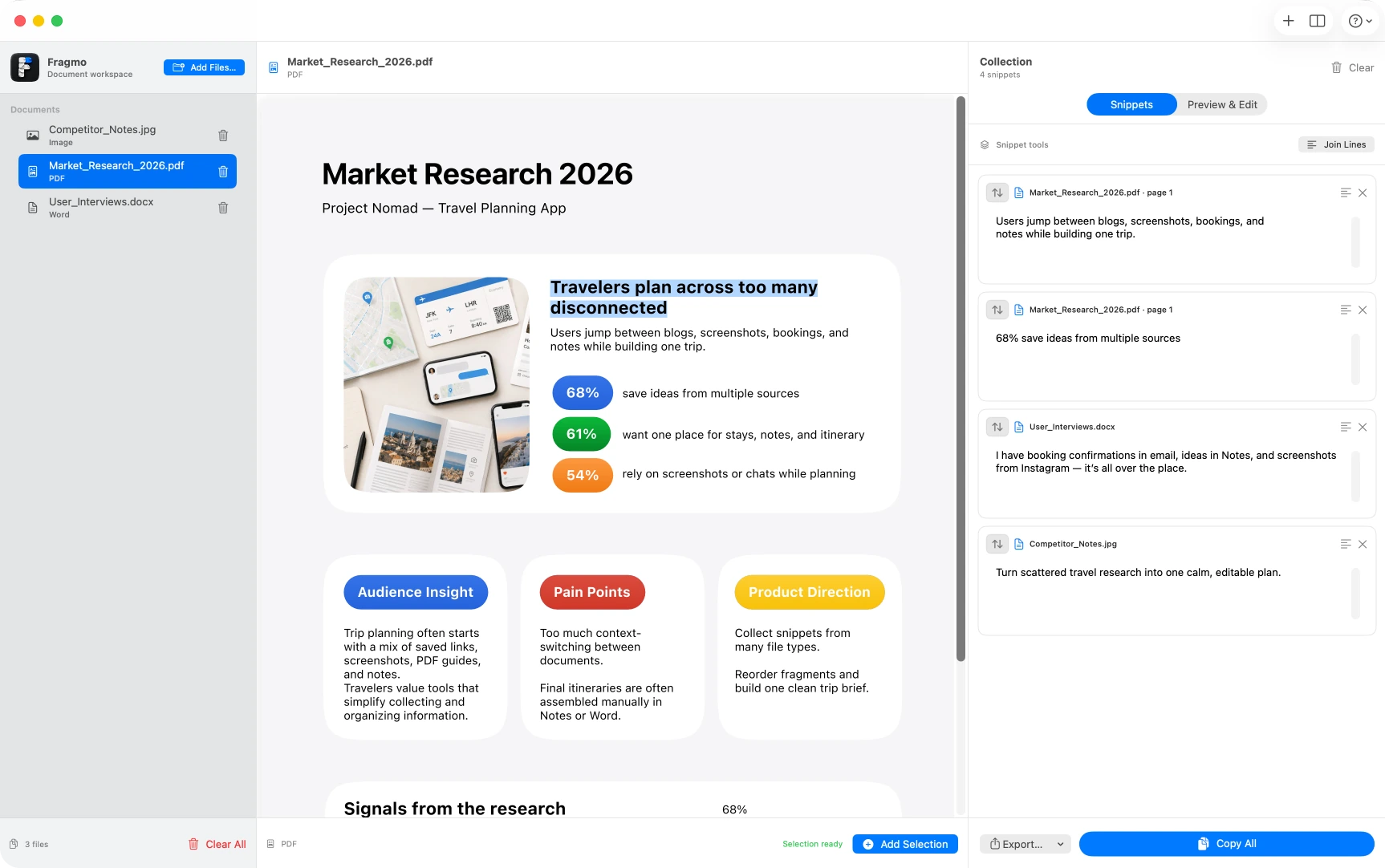 Selecting text in a PDF inside Fragmo